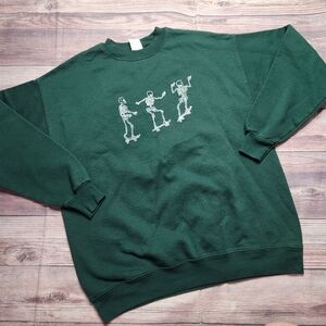 Green Skeleton Skateboard Sweater